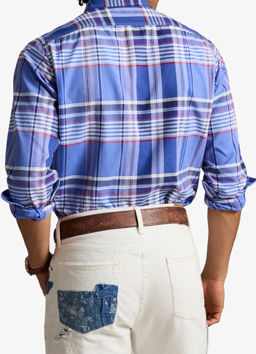 Ralph Lauren Oxford classic fit overhemd met ruitdessin - achterkant 5 blue red multi / blauw
