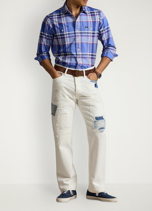 Ralph Lauren Oxford classic fit overhemd met ruitdessin - voorkant 4 blue red multi / blauw