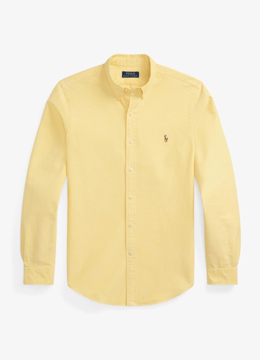 Ralph Lauren Oxford custom fit overhemd met button down kraag - voorkant 4 yellow oxford / geel