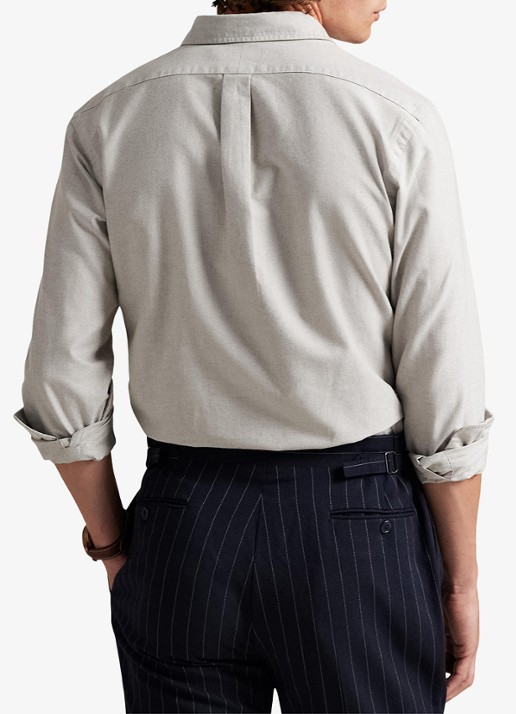 Ralph Lauren Oxford custom fit overhemd met button down kraag - achterkant 5 pale russet / grijs