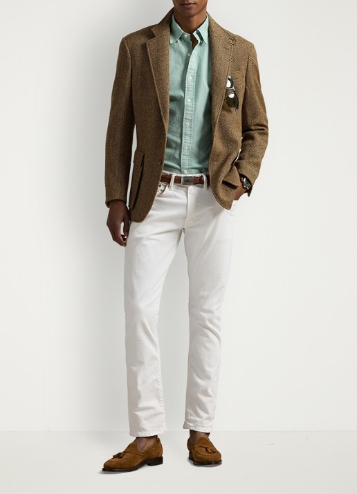 Ralph Lauren Oxford custom fit overhemd met button down kraag - voorkant 5 hillside green / mintgroen