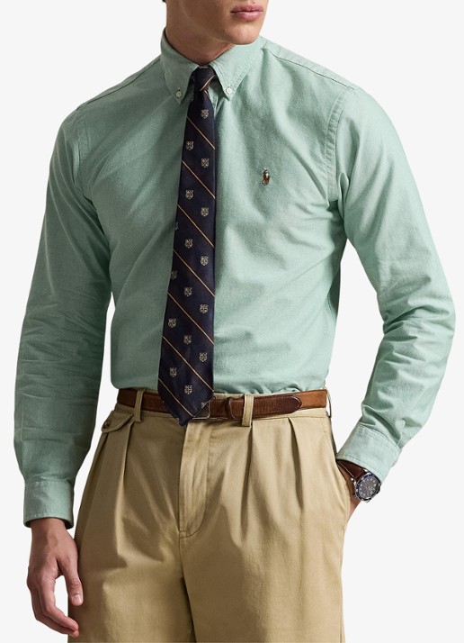 Ralph Lauren Oxford custom fit overhemd met button down kraag - detail 2 cruise green