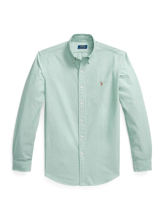 Ralph Lauren Oxford custom fit overhemd met button down kraag - voorkant 4 cruise green