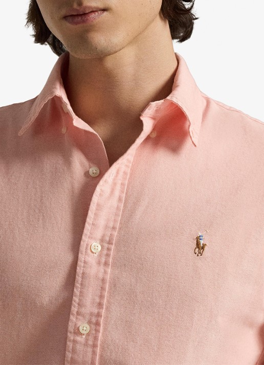 Ralph Lauren Oxford custom fit overhemd met button down kraag - detail 3 peach