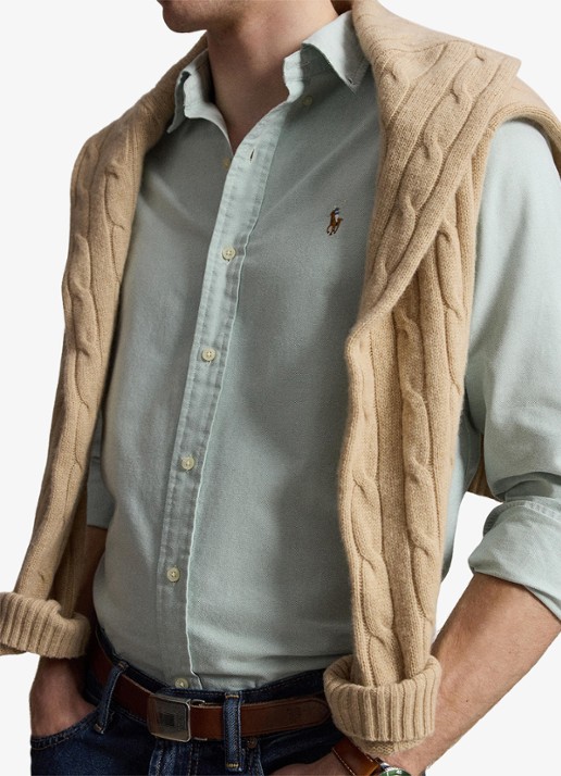 Ralph Lauren Oxford custom fit overhemd met button down kraag - detail 4 faded mint-31r6