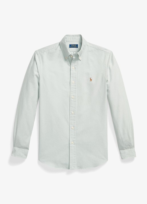 Ralph Lauren Oxford custom fit overhemd met button down kraag - voorkant faded mint-31r6
