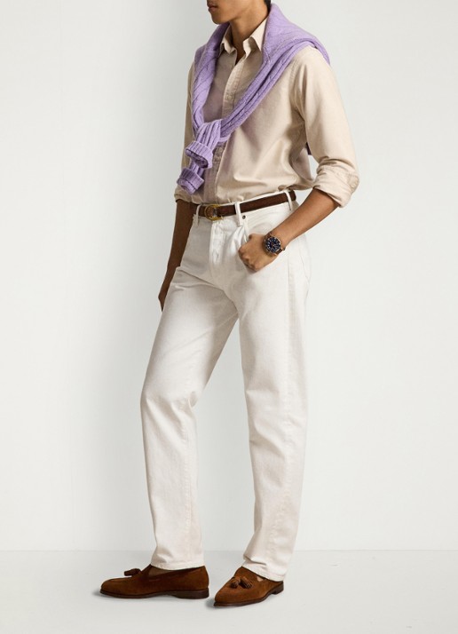 Ralph Lauren Oxford custom fit overhemd met button down kraag - detail camel/white / camel