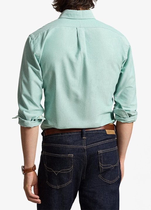Ralph Lauren Oxford custom fit overhemd met button down kraag - achterkant scarab green / lichtgroen
