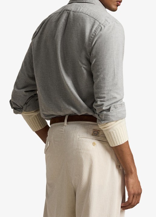 Ralph Lauren Oxford custom fit overhemd met gemêleerd dessin - achterkant 3 andover heather / grijs