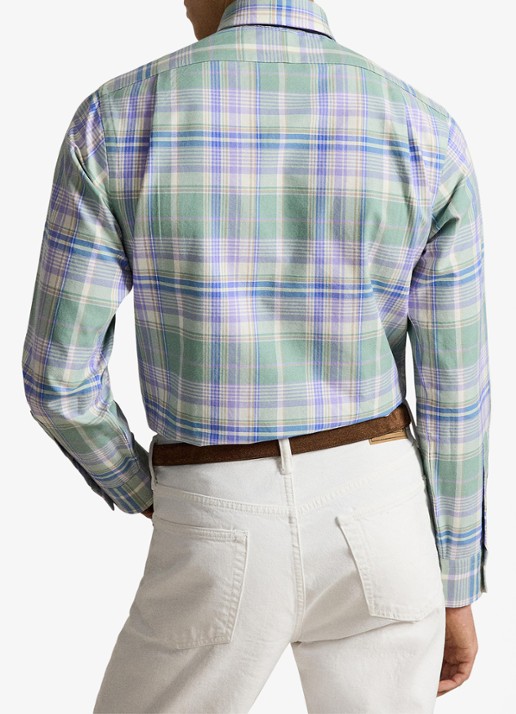 Ralph Lauren Oxford custom fit overhemd met ruitdessin - achterkant faded mint / mint