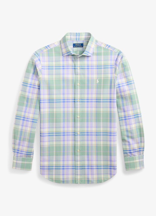 Ralph Lauren Oxford custom fit overhemd met ruitdessin - voorkant 2 faded mint / mint