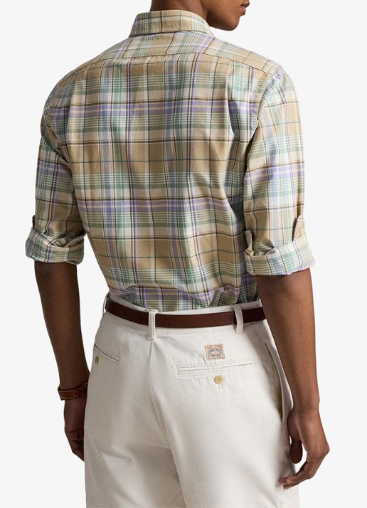 Ralph Lauren Oxford custom fit overhemd met ruitdessin - achterkant donkerblauw