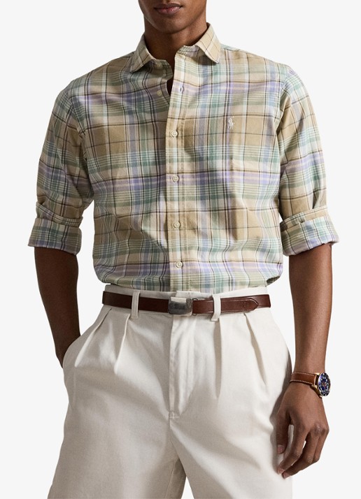 Ralph Lauren Oxford custom fit overhemd met ruitdessin - voorkant 5 donkerblauw