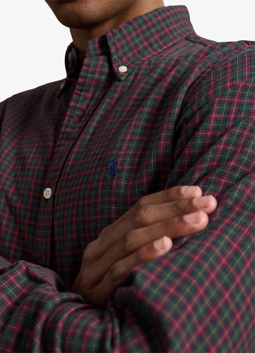 Ralph Lauren Oxford custom fit overhemd met ruitdessin - detail 5 forest red multi / rood