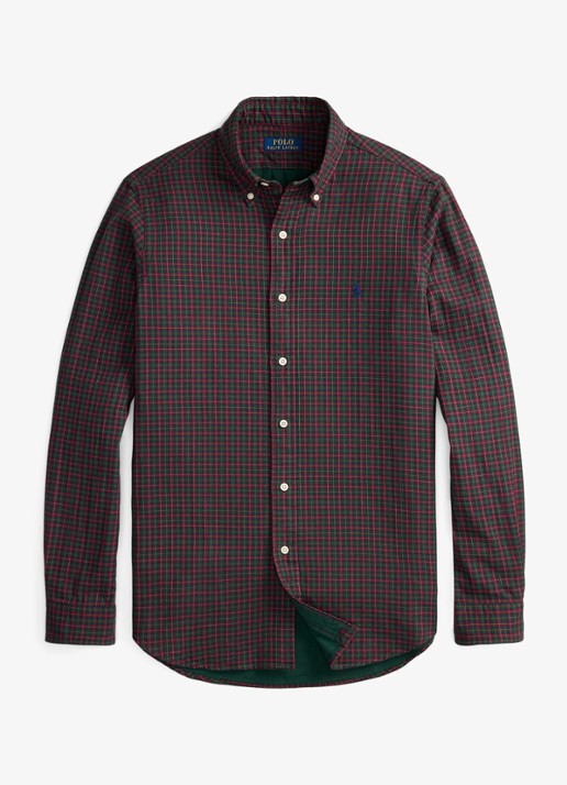 Ralph Lauren Oxford custom fit overhemd met ruitdessin - voorkant forest red multi / rood