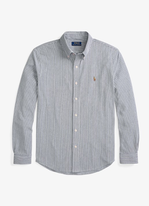 Ralph Lauren Oxford regular fit overhemd met logoborduring - voorkant 4 newport navy/white / donkerblauw