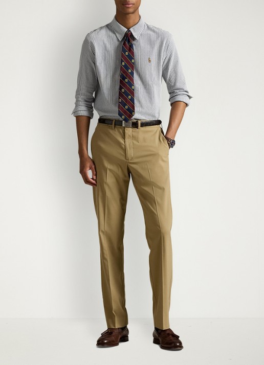 Ralph Lauren Oxford regular fit overhemd met logoborduring - voorkant 5 newport navy/white / donkerblauw