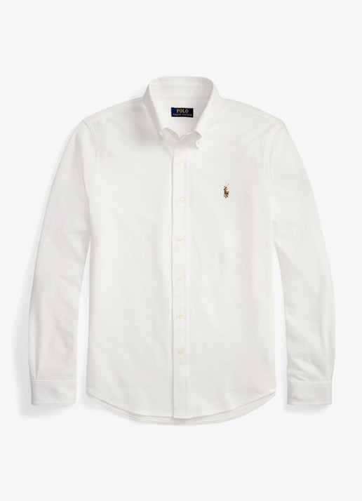 Ralph Lauren Oxford slim fit overhemd met logo - voorkant 4 white / wit