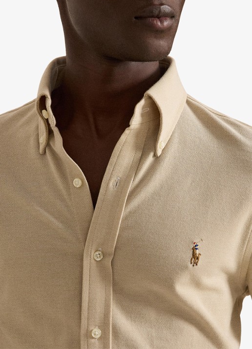 Ralph Lauren Oxford slim fit overhemd met logo - detail 5 coastal beige / beige