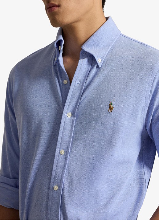 Ralph Lauren Oxford slim fit overhemd met logo - detail 2 harbor island blue / blauw
