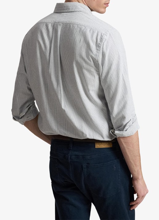 Ralph Lauren Oxford slim fit overhemd met streepprint - achterkant 5 navy white / donkerblauw