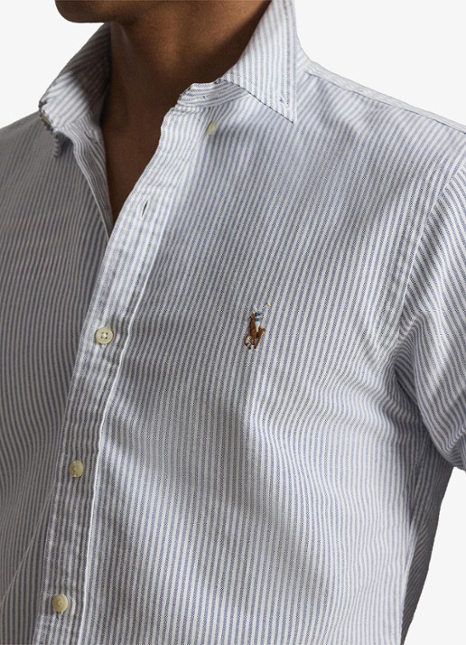 Ralph Lauren Oxfort slim fit overhemd met streepprint - detail 4 navy white / blauw