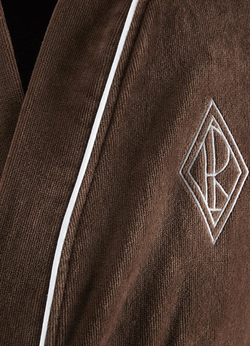 Ralph Lauren Park Row badjas van katoen - detail chocola