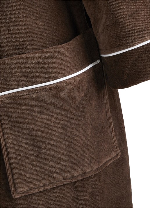Ralph Lauren Park Row badjas van katoen - detail 2 chocola