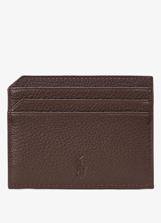 Ralph Lauren Pasjeshouder van leer met logo - achterkant 3 dark brown / donkerbruin