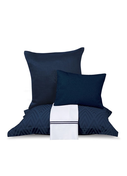 Ralph Lauren Penthouse dekbedovertrek van katoensatijn 300TC - exclusief kussenslopen - detail donkerblauw