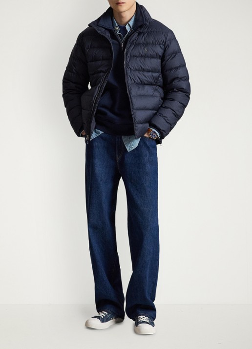 Ralph Lauren Performance gewatteerde jas met ritszakken - voorkant 5 collection navy / donkerblauw
