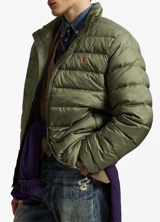 Ralph Lauren Performance gewatteerde jas met ritszakken - voorkant 2 cruise olive / olijfgroen