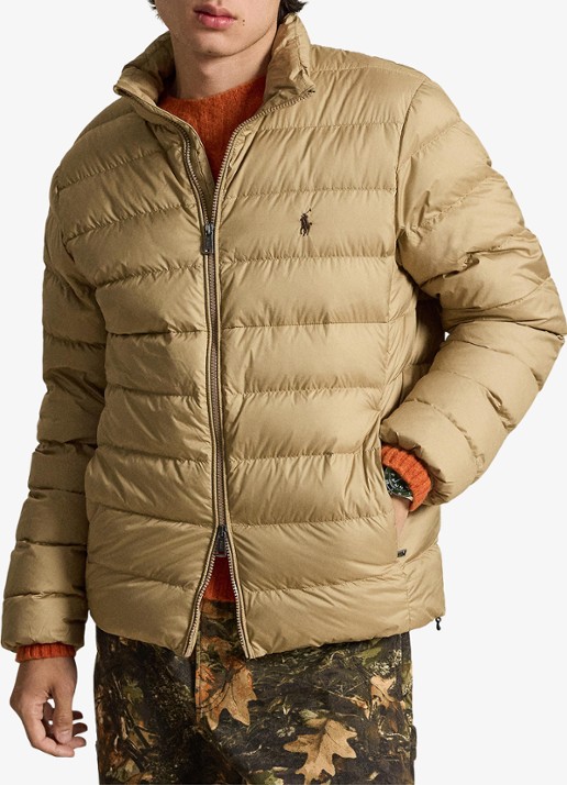 Ralph Lauren Performance gewatteerde jas met ritszakken - voorkant 2 rl khaki  / khaki