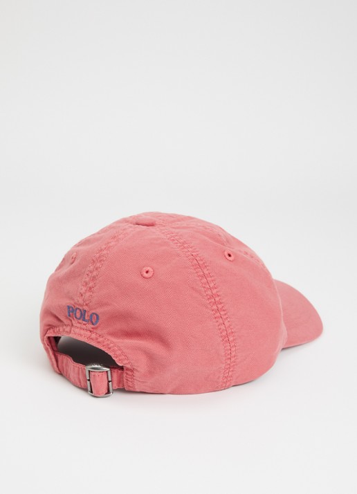 Ralph Lauren Pet met borduring en logo - detail 2 koraalrood
