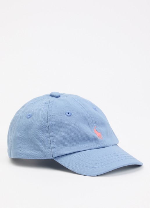 Ralph Lauren Pet met logo - voorkant staalblauw