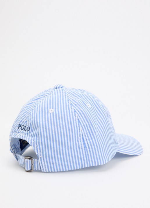 Ralph Lauren Pet met streepprint en logoborduring - detail blauw