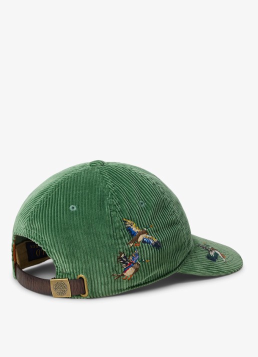 Ralph Lauren Pet van corduroy met borduring - detail groen