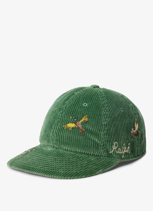 Ralph Lauren Pet van corduroy met borduring - voorkant 2 groen