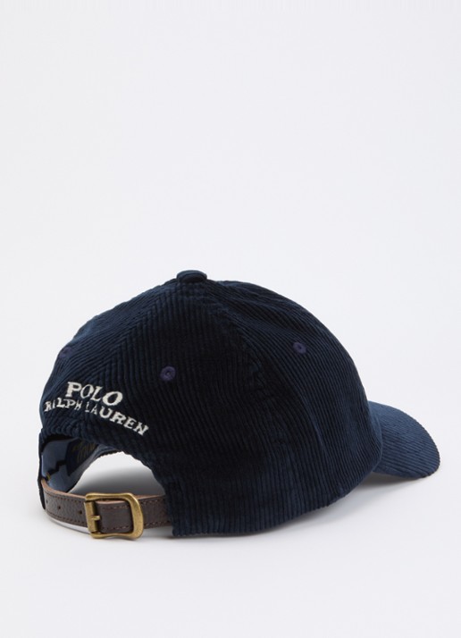 Ralph Lauren Pet van corduroy met logoborduring - detail donkerblauw