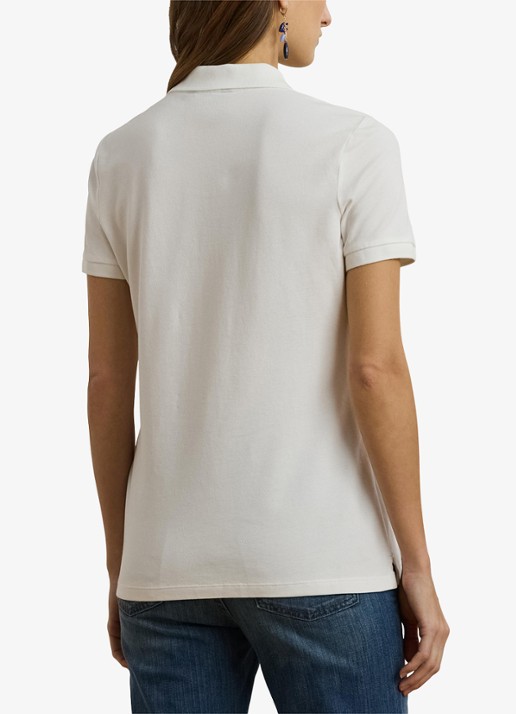 Ralph Lauren Piqúe Polo-shirt met patchwork - achterkant 3 wit