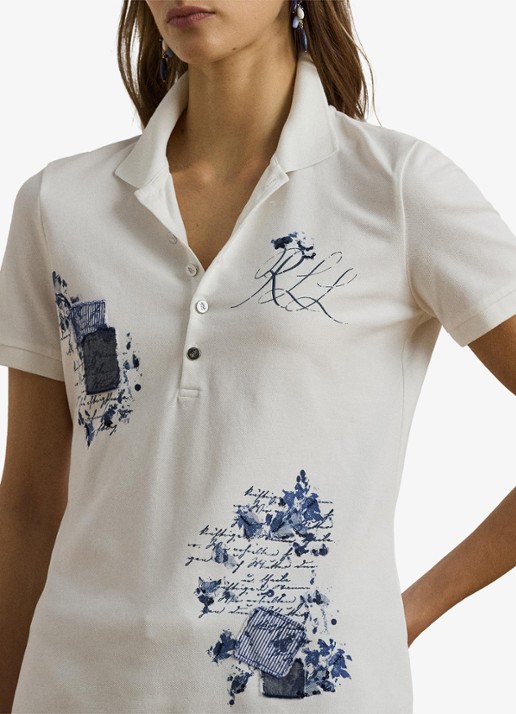 Ralph Lauren Piqúe Polo-shirt met patchwork - detail 5 wit