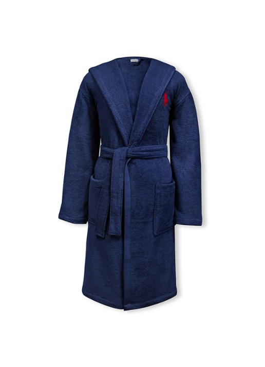 Ralph Lauren Player badjas van katoen - voorkant donkerblauw