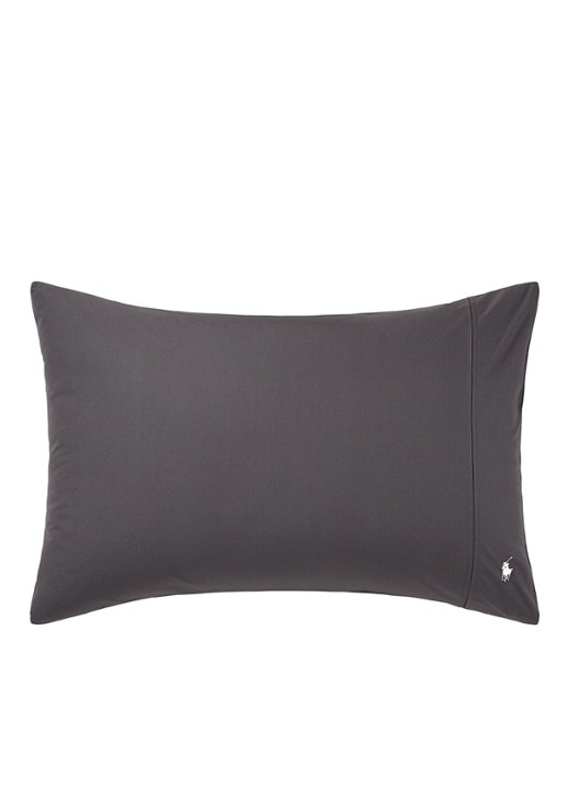 Ralph Lauren Player kussensloop van katoen perkal 2-pack - voorkant antraciet