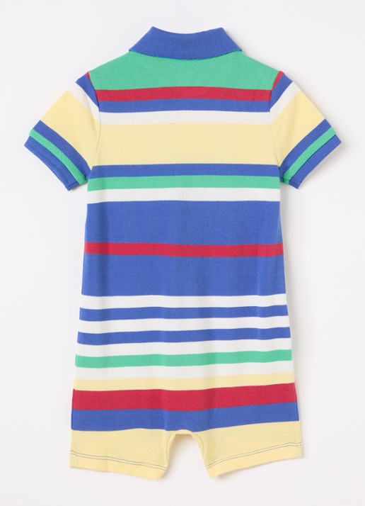 Ralph Lauren Playsuit van piqué katoen met logoborduring - voorkant 2 blauw