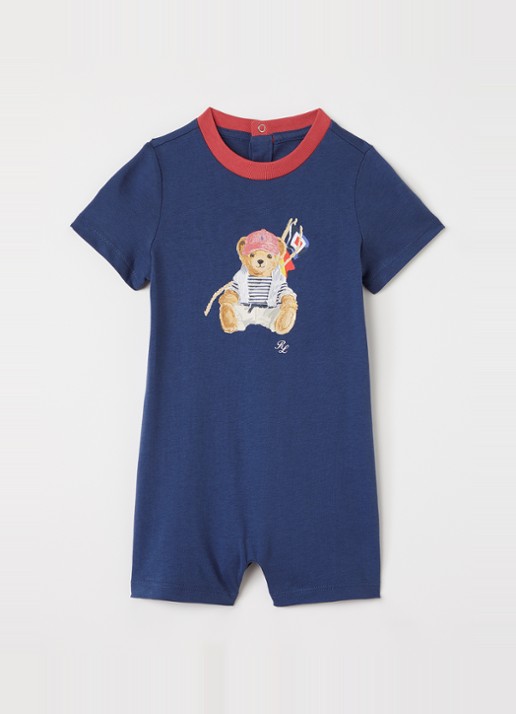Ralph Lauren Playsuit van piqué katoen met logoborduring