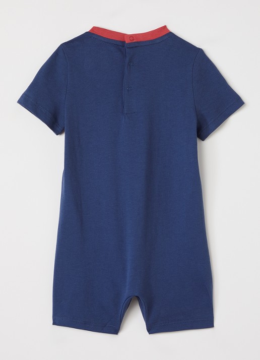 Ralph Lauren Playsuit van piqué katoen met logoborduring - voorkant 2 donkerblauw