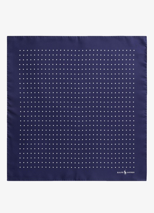 Ralph Lauren Pochet van zijde met stippenprint - detail 2 navy / donkerblauw