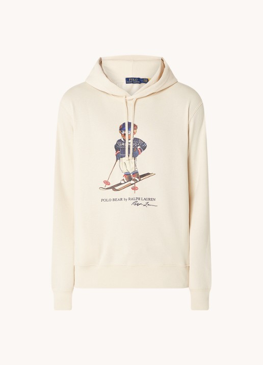 Ralph Lauren Polo Bear hoodie met frontprint - voorkant winter cream - ski bear / beige