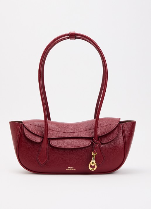 Ralph Lauren Polo Blaze Small schoudertas van leer met tasbedel - voorkant 4 kersenrood
