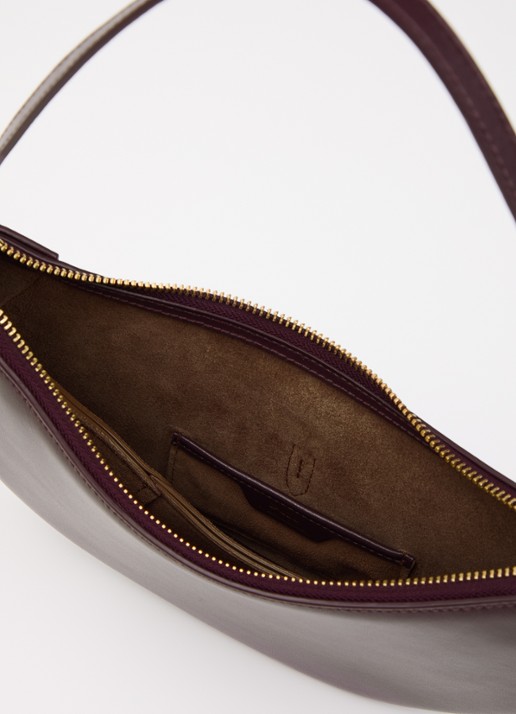 Ralph Lauren Polo ID Mini schoudertas van leer - detail aubergine